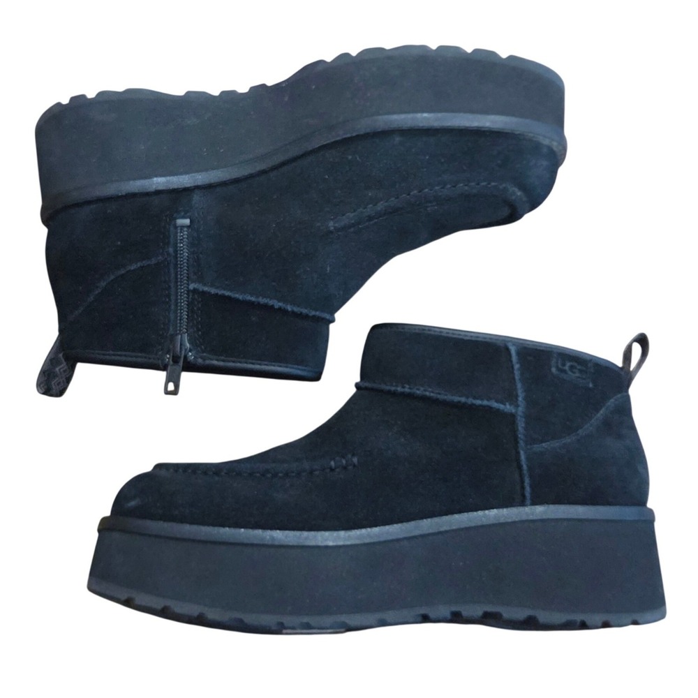 UGG Cityfunc Ultra Mini Suede black Platform Baddie Gorpcore 9 Boots Shearling